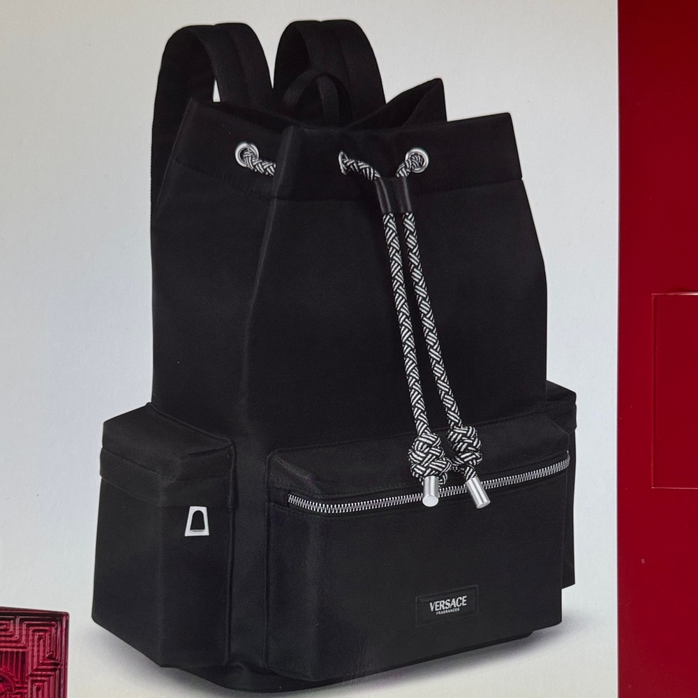 Versace Black Backpack with Silver Details